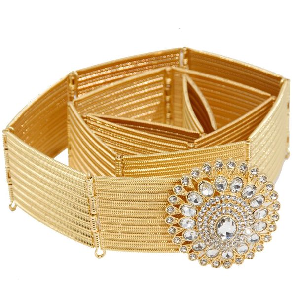 Dourado marrocos caftan cinto árabe feminino cinto dourado cristal argélia noiva jóias de casamento comprimento ajustável abaya cintura corrente 240118