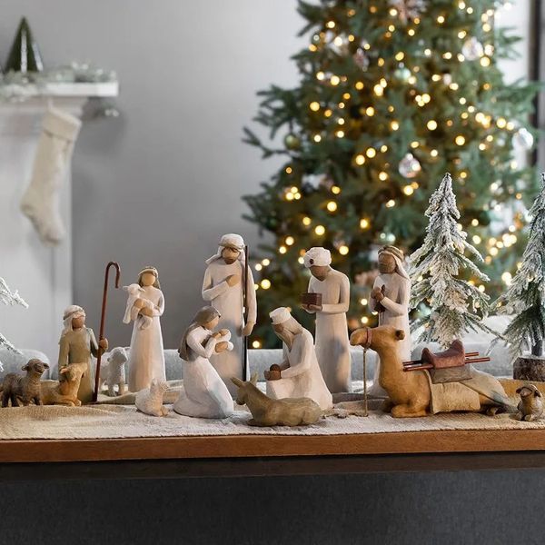 Статуэтка из смолы ивы, овчарка, ручная роспись, декор, рождественские фигурки, статуя, коллекция, украшение для стола 240123