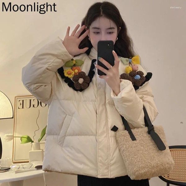 Casacos de Trench das Mulheres Vintage Bordado Peter Pan Collar Patchwork Jaqueta Mulheres Inverno Japão Mori Girl Kwaii Parka Coreano Estilo Preppy