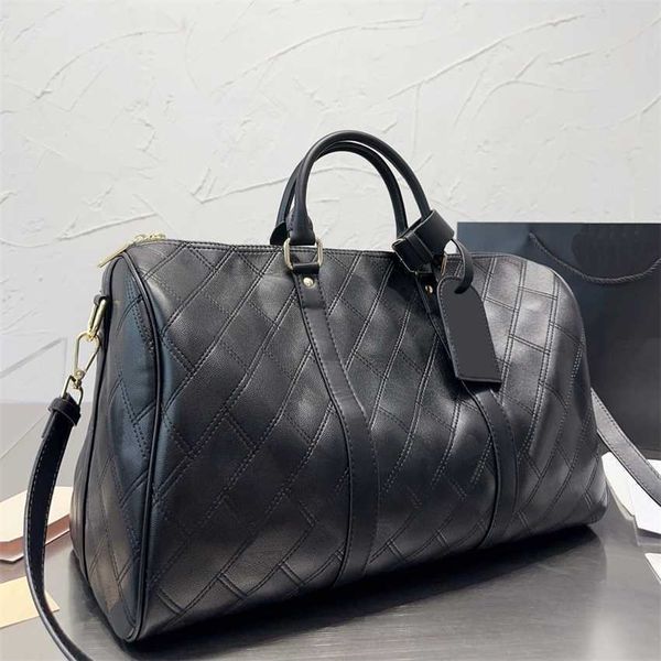 Шикарная классическая дорожная сумка с бриллиантами chan-x Letter, сумка для багажа, дизайнерские спортивные сумки, женские черные дизайнерские сумки с решеткой, модная сумка для багажа большой вместимости, 45 см