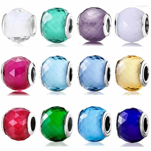 Pedras preciosas soltas forma de bola original petite facetas contas de cristal murano encantos de vidro caber europa pulseira 925 prata esterlina grânulo jóias