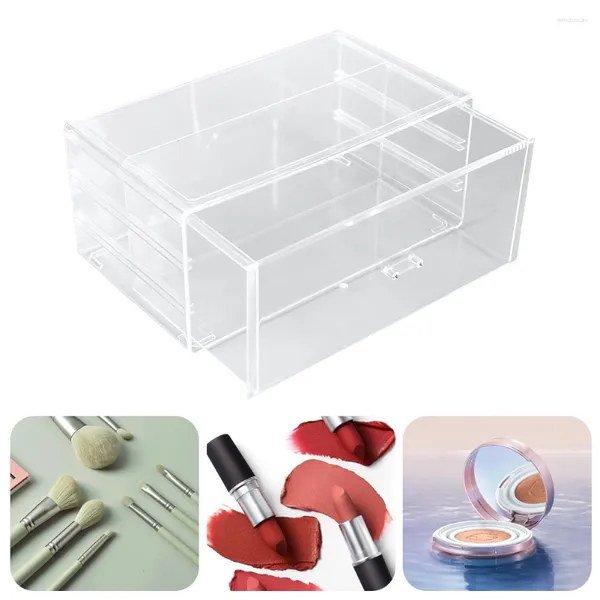 Aufbewahrungsboxen, transparent, Make-up-Organizer, stapelbar, Kosmetikbox mit Deckel, Schmuck für Schlafzimmer, Kommode, Waschtisch, Arbeitsplatte