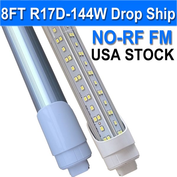 Luz de tubo LED R17D de 8 pés, lâmpadas LED F96t12 HO de 8 pés, luz de loja LED de 96 '' 8 pés para substituir lâmpadas fluorescentes T8 T12, entrada de 100-277V, branco frio 6000K, lente transparente usastock