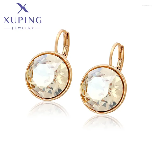 Серьги-кольца Xuping ювелирные изделия модные элегантные очаровательные стильные круглые серьги с кристаллами и камнями золотого цвета для женщин и девочек ювелирные изделия в подарок