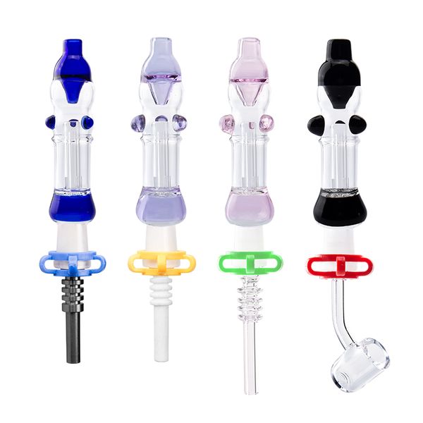 Headshop888 NC015 Sigara Boru Renkli Dökülme Koşullu Cam Su Bong 10mm 14mm Titanyum Seramik Kuvars Banger Tırnak Dab Tespitler Kesim Cam Su Borusu