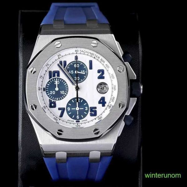 Superclone Relógios Suíços Audemar Pigue Relógios Mecânicos Royal Oak Offshore Relógio Automático de Luxo Masculino 42MM Aço Inoxidável Pulseira de Borracha Azul FN KQFZ