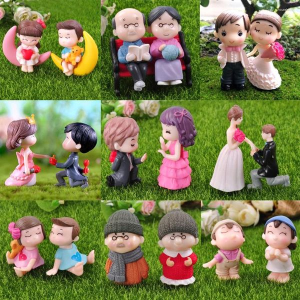 Figurine decorative Coppie in miniatura Forniture da giardino fatato Ornamenti Gnomi Terrari Bonsai Casa Accessori per case delle bambole Decorazione fai da te