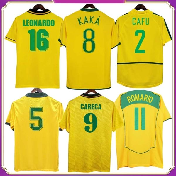 1998 DUNGA Retro Mens Soccer Jerseys 1994 ROMARIO PELE RONALDINHO RIVALDO CARECA LEONARDO R. CARLOS FABIANO D. AES Home Away Camisas de futebol 2006