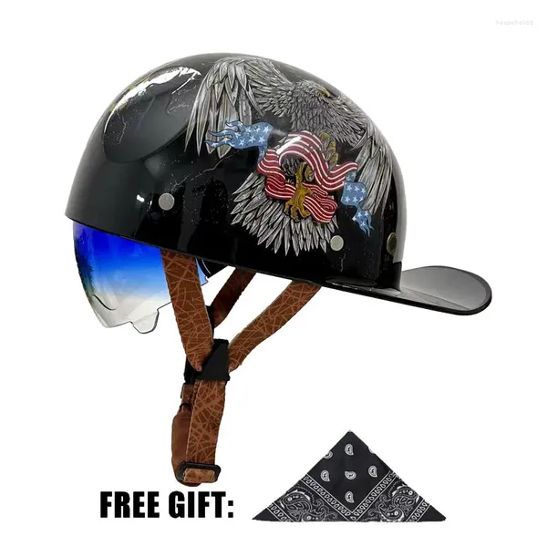 Motorradhelme 2024 Baseballkappe Helm Vintage Retro Sommer Open Face Scooter Cruiser Chopper Gangster DS Männer Frauen Kind