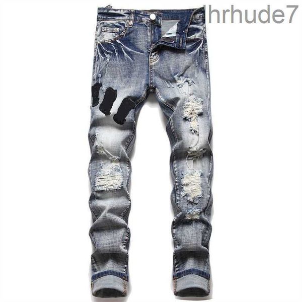 Jeans viola Amris da uomo per uomo Skinny a vita media da motociclista europeo Slim Fit Pantaloni da moto firmati alla moda LSOE