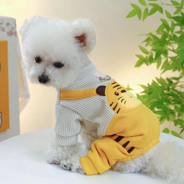 Köpek giyim evcil hayvan genel sevimli sarı kaplan önlük pantolon kolay giymek güzel işçilik nefes alabilen köpekler şık tulum