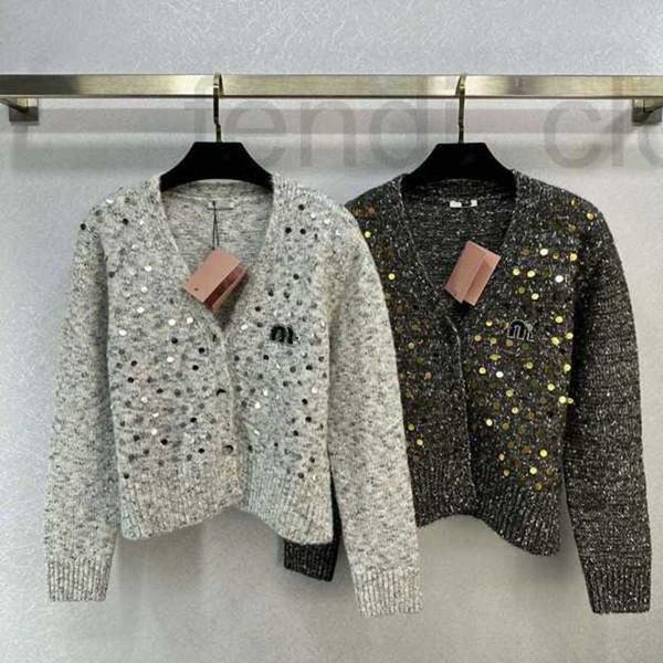 Miui Miui Mulheres Malhas Tees Designer Marca Início Da Primavera Nova Carta Diamante Quente Pode Ser Doce Salgado e Menina Estilo Academia Cardigan De Lã 1PWM