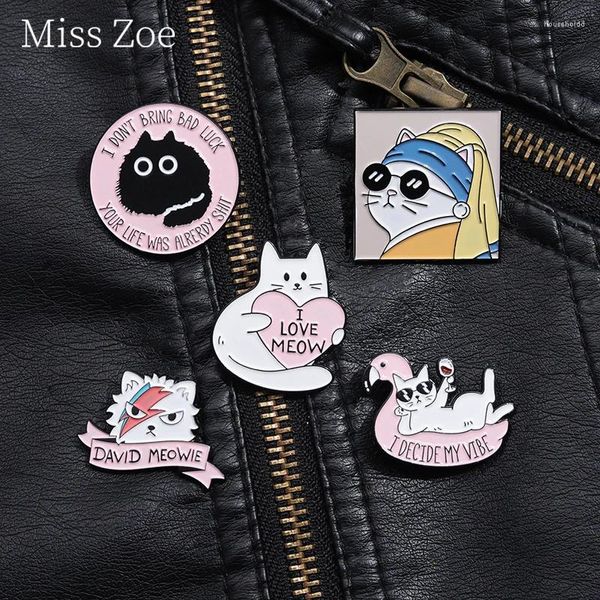 Broschen David Meowie Abstrakter Maler Emaille Pin Benutzerdefinierte Katze Ölgemälde Bowie Kätzchen Revers Abzeichen Schmuck für Künstlerfreunde