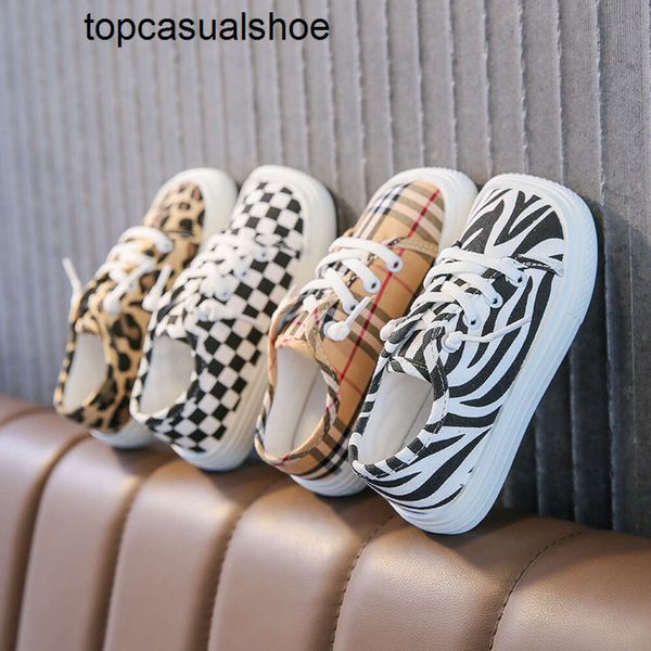 Burberyitys Scarpe Autunno 2021 Per Bambini Cricket Nuovi Ragazzi Fondo Piatto Scarpe Per Bambini Della Stampa Del Leopardo Delle Ragazze Casual Scarpe di Tela