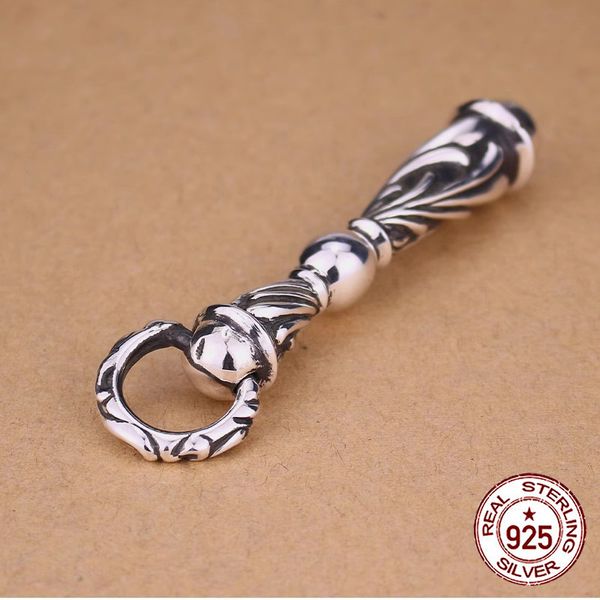 B157 S925 Sterling Silber Anhänger Kreuz Blume Solid Zylinder Trendy Hip Hop Vintage Schmuck Geschenk für Liebhaber