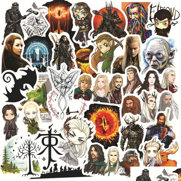 Araba Çıkartmaları 50 PCS Hobbit Film Karakter ITI DIY Notebook Gitar Telefon Kupası Bisiklet Su Geçirmez Sticker Çıkartma Oyuncakları Dal Deliv Dhrs3