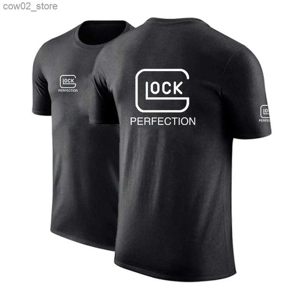 Herren-T-Shirts, Glock Perfection Shot, bedruckt, Sommer, für Herren und Damen, Sport-T-Shirts, schnell trocknend, für Fitnessstudio, Laufen, kurzärmelig, atmungsaktiv, Q240201