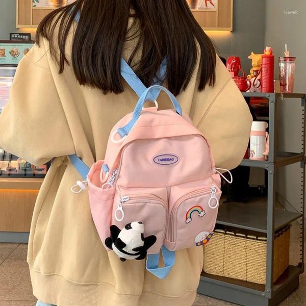 Schultaschen Kawaii Japanischer Damenrucksack Candy Color Kleine Mädchentasche Niedlicher Anhänger Grundschüler Multifunktion