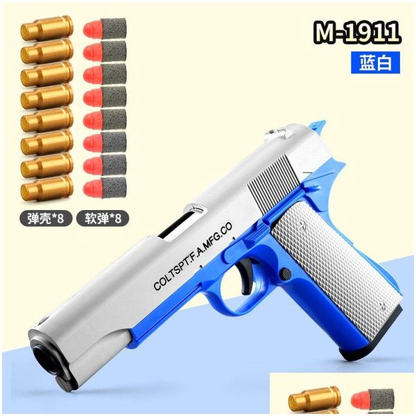 Pistola Giocattoli M1911 Eva Morbida Schiuma Freccette Blaster Pistola Giocattolo Tiro Manuale Lanciatore Rosa Con Silenziatore Per Bambini Bambini Ragazzi Regalo Di Compleanno 003