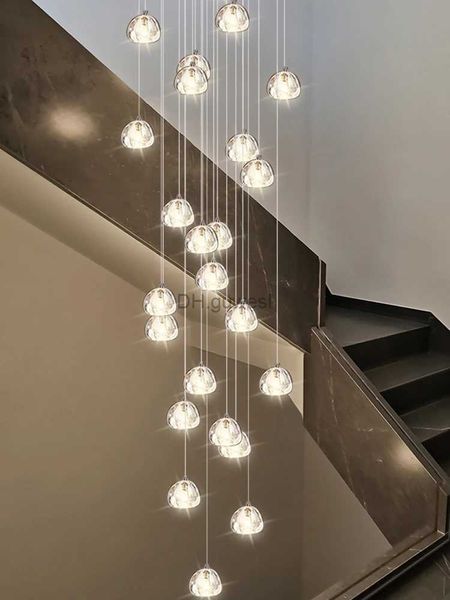Pendelleuchten Kristalltreppe Kronleuchter Wohnzimmer Luxus Design Wendeltreppe LED-Beleuchtung Pendelleuchte Duplex Loft Deckenleuchter YQ240201