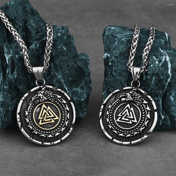 Anhänger Halsketten Nordischer Wikinger Ouroboros Drache Herren Odin Dreieck Rune Edelstahl Charm Halskette Skandinavischer Schmuck Geschenke