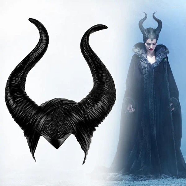 Articoli per feste Cappello Malefica Cowhorn Puntelli della Bella Addormentata Halloween Regina Nera Cosplay Corna da Strega Copricapo Maschera Copricapo