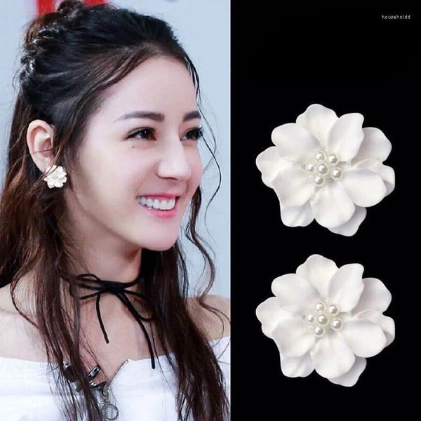 Orecchini a bottone moda coreana grande fiore in resina per le donne vintage perla acrilica amore in attesa orecchino 2024 gioielli Brincos