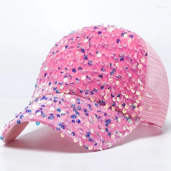 Berretti da baseball con paillettes femminili per donna Estate in rete traspirante Snapback Moda streetwear Cappellini da sole per parasole da esterno