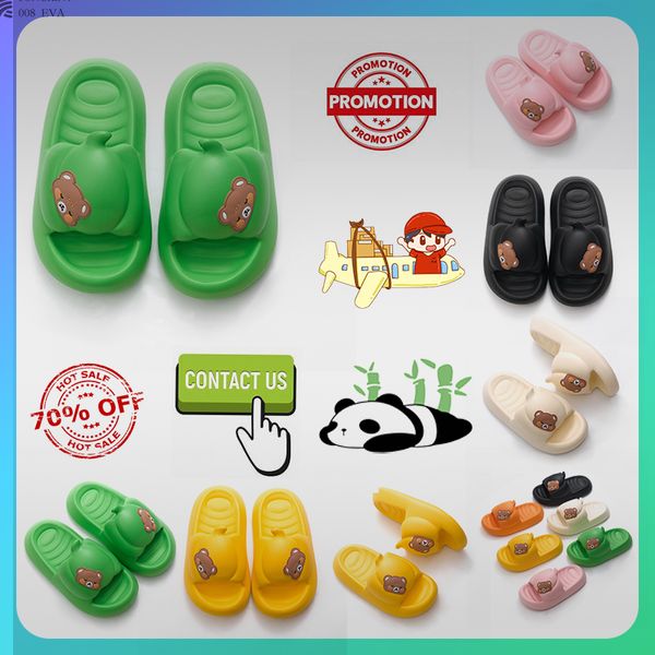 Tasarımcı Düz ​​Küçük Ayı Kaydırıcıları Sandalet Terlik Erkekler İçin Kadınlar Kadınlar Anti Slip Giyim Hafif Nefes Alabilir Düşük Kesim Süper Yumuşak Moda Havuzu Boyutu 35-46