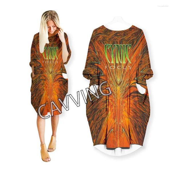 Vestidos casuais cavving 3d impressão cínico banda moda engraçado camisa terno harajuku top eua tamanhos mulheres saias de mangas compridas