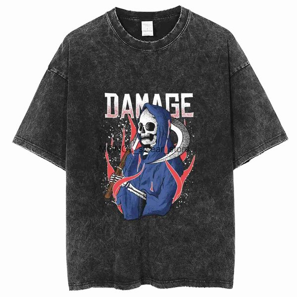 T-shirt da uomo Ghost Creative Stampato T Shirt per uomo Retro lavato 100% cotone Top Tees Harajuku Tshirt Streetwear Hip Hop T-shirt unisexH24220