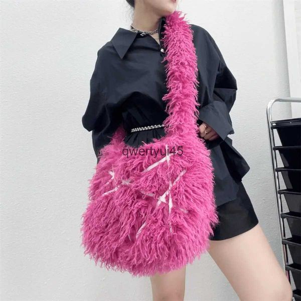 Borse a tracolla Y2K tinta unita donna crossbody Fasion Furx Fur Lady Soulder Bag Luxury Plus Fluffy femminile angbags Borse autunno invernoH2421