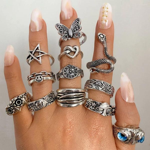 Anéis de cluster ifme charme vintage homens e mulheres design simples coruja anel prata cor noivado jóias de casamento presentes acessórios góticos