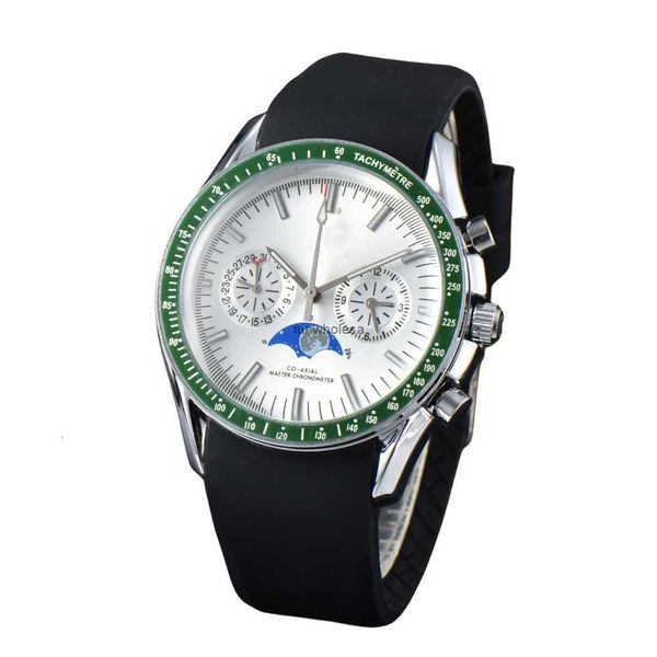 Novo masculino oujia silicone quartzo espaço co marca seis agulha cronometragem multifuncional relógio produtos genuínos têm logotipos