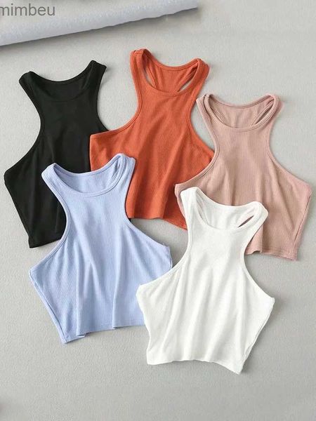 Kadın T-Shirt Kadın Yarışçısı Slim Fit Rib Tank Top L240201