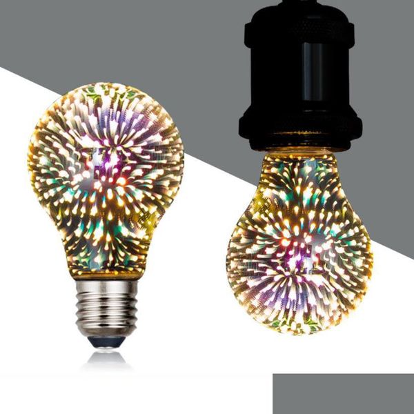 Weihnachtsdekorationen 3D-Feuerwerk Bb Weihnachtsatmosphäre Dekoration Kreative Farbblasenlampe Glas-Bb E27 4,5 W Drop Lieferung Dhobx