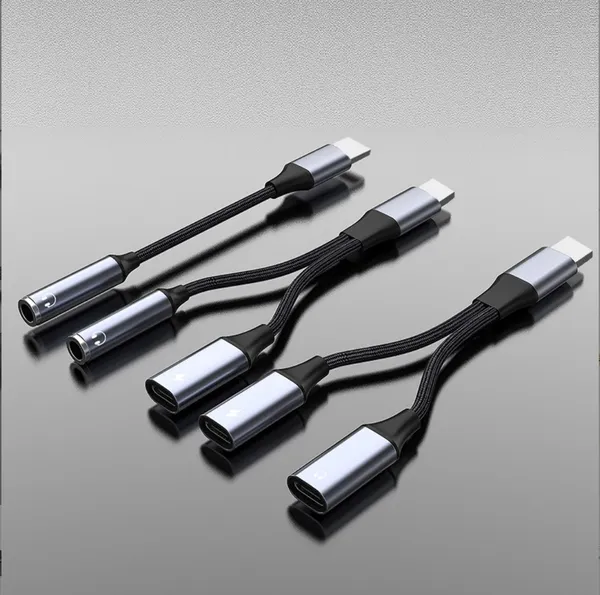 2 в 1 USB Type C конвертер на 3,5 мм аудио и зарядное устройство Разъем для наушников Разъем для наушников Аудио адаптер Соединительный кабель для телефонов Android