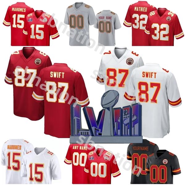 Kansases City 87 Taylot Swift Şefleri Futbol Forması Travis Kelce Patrick Mahomes Felix Anude-Uzomah Isiah Pacheco Creed Humphrey Chris Jones Clyde