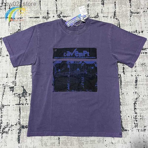 Homens camisetas Hip Hop Vintage Lavado Batik Luz Roxo Cavempt Camiseta Homens Mulheres 1/1 Melhor Qualidade Cav Empt C.E Tee Top Dentro Tags Q240201