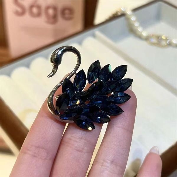 Pescoço de cisne e broche preenchido com zircônio preto, acessórios de cabelo femininos e sofisticados, versáteis e minimalistas para ternos