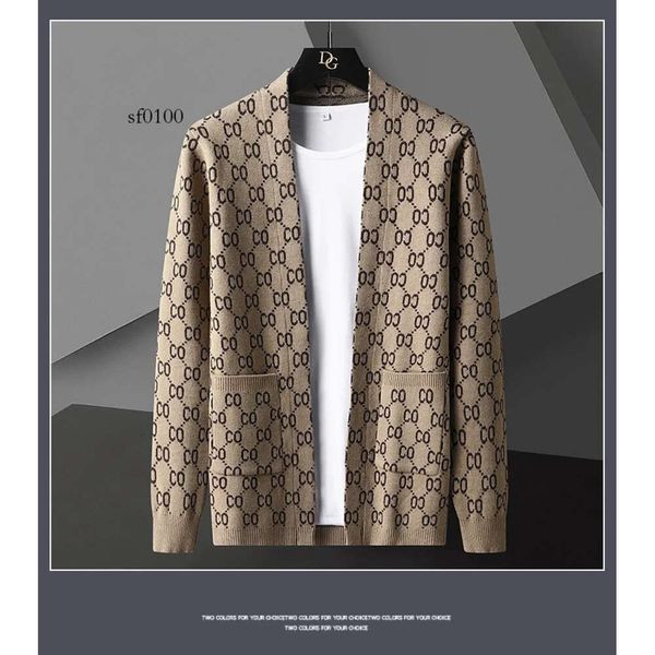 Giacca cardigan stampata con lettera di lusso da uomo Designer Brand Fashion Pocket lavorato a maglia cardigan maglione cappotto uomo 2024 gucc maglione casual