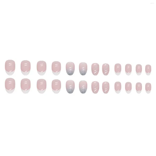Накладные ногти в милом стиле с принтом розового цвета, легко наносятся, просто отслаиваются для украшения ногтей своими руками