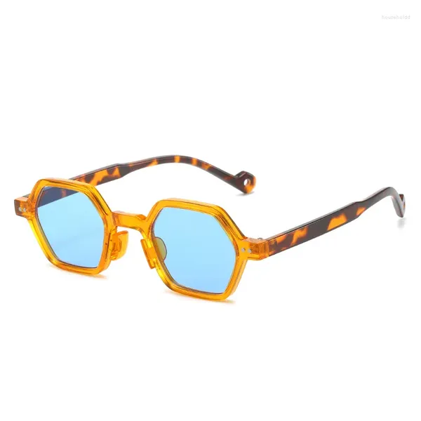 Sonnenbrille Vintage Polygon Quadrat Frauen Mode Hexagon Klar Ozean Objektiv Shades UV400 Männer Nieten Sonnenbrille Oculus