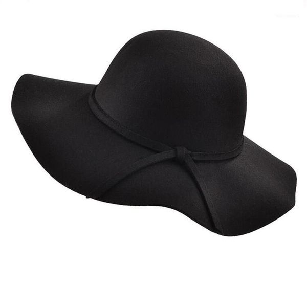 2020 einfache Vintage Retro Kinder Kind Mädchen Hüte Fedora Wollfilz Knautschbar Breite Krempe Cloche Floppy Sonne Eltern-kind-Strand Cap1226S