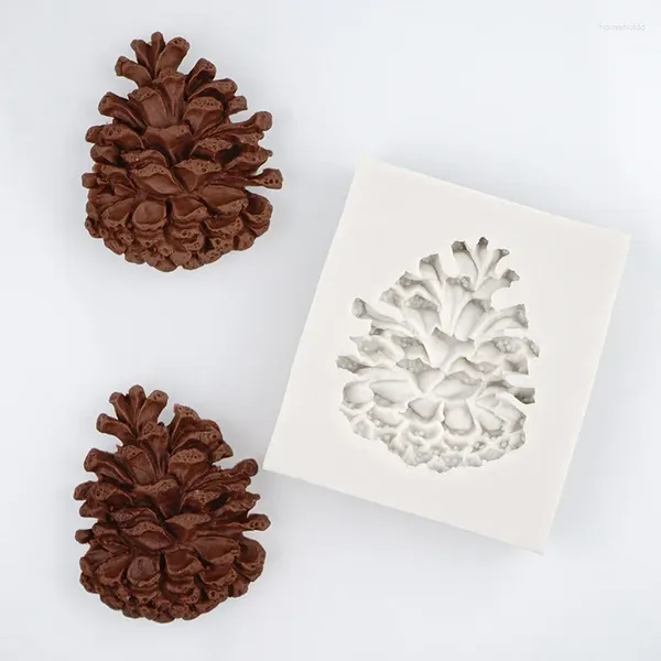 Moldes de cozimento de natal pinhões cone silicone fandont molde diy chocolate doces bolo decoração gumpaste resina molde para ferramentas de cozinha