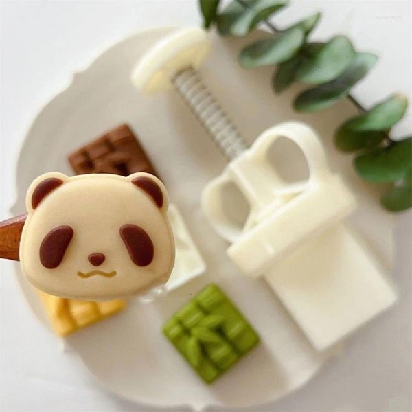 Ferramentas de cozimento panda bambu mooncake molde mid-autumn festival molde diy pressão mão fondant decorações lua bolo