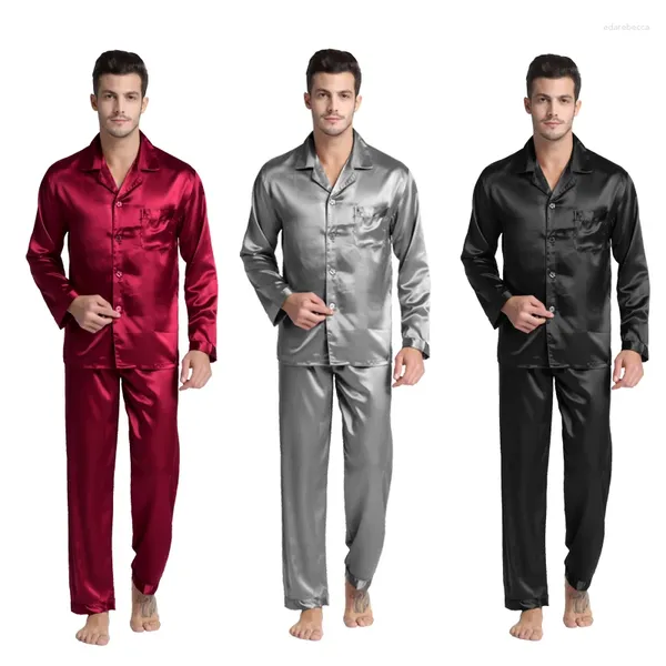 Herren-Nachtwäsche TonyCandice Herren-Pyjama-Set aus Satin-Seide, Herren-Pyjama, sexy, moderner Stil, weiches, gemütliches Nachthemd für den Sommer