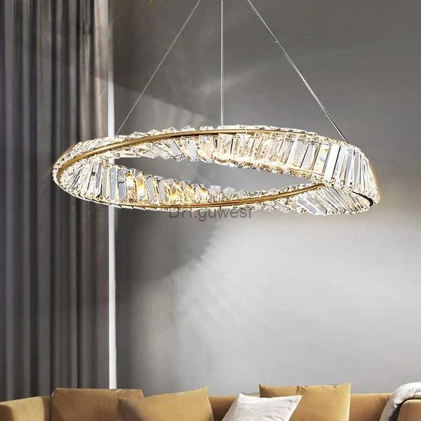 Lâmpadas pendentes lustre de cristal moderno redondo pingente luzes sala estar quarto pendurado lâmpada para teto decoração do quarto lustre yq240201