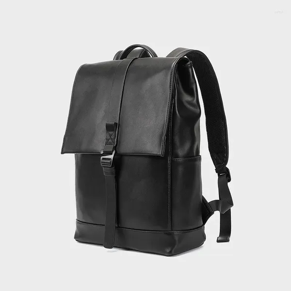 Zaino da uomo alla moda, moda casual, borsa impermeabile in pelle PU, grande capacità, scuola di viaggio Mochila