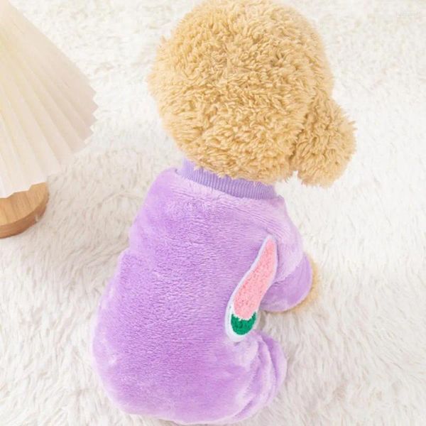 Vestuário para cães Inverno Onesie Aconchegante Padrão de Frutas Macacão para Cães Pequenos Macacões de Lã Pijama com Chihuahua de Desenhos Animados